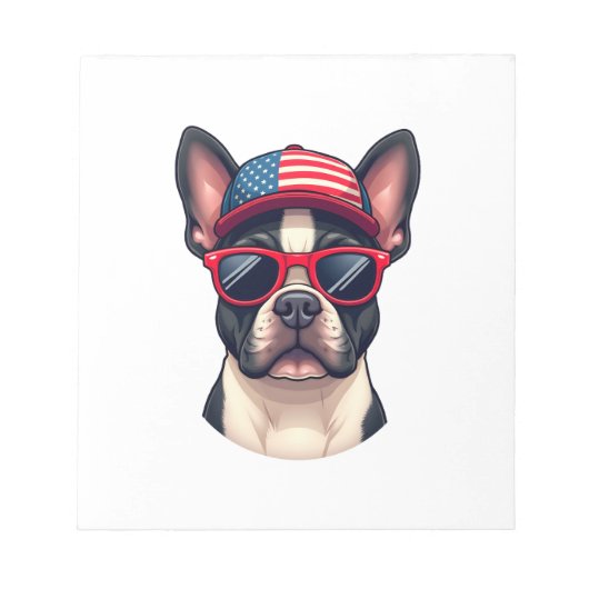 Frenchie Wearing USA Colors (4) Notizblock (Vorderseite)