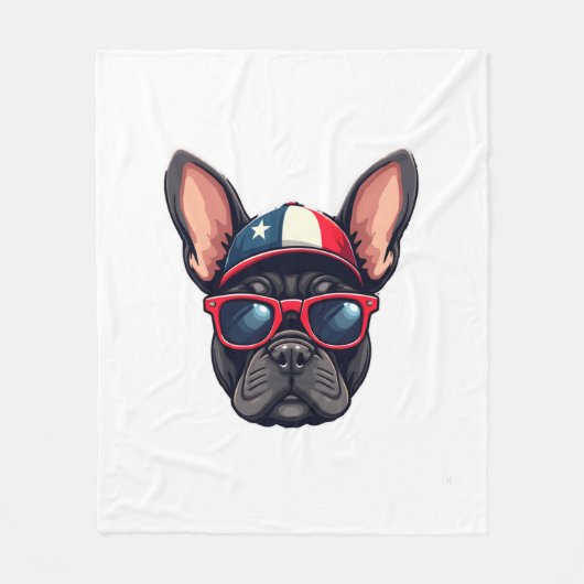 Frenchie Wearing USA Colors (5) Fleecedecke (Vorderseite)