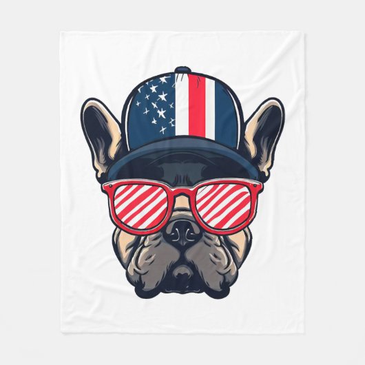 Frenchie Wearing USA Colors Fleecedecke (Vorderseite)
