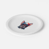 Frenchie Wearing USA Colors Pappteller (Schrägansicht)