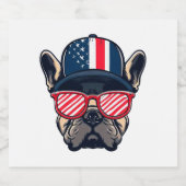 Frenchie Wearing USA Colors Schaumweinetikett (Einzelnes Label)