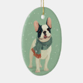 Frenchie-Weihnachtserinnerung Keramik Ornament (Rechts)