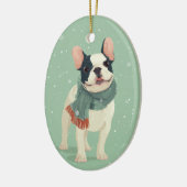 Frenchie-Weihnachtserinnerung Keramik Ornament (Links)