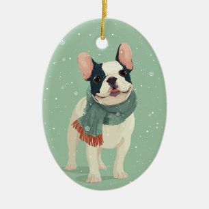 Frenchie-Weihnachtserinnerung Keramik Ornament
