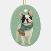Frenchie-Weihnachtserinnerung Keramik Ornament (Hinten)