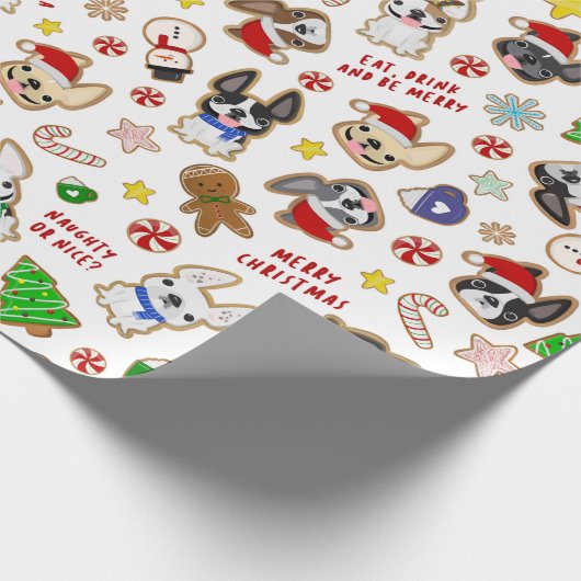 Frenchie Weihnachtskekse Wrapping Paper Geschenkpapier (Ecke)