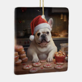 Frenchie Weihnachtskost Feiertag Keramikornament (Rechts)