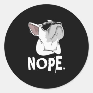 Frenchie White French Bulldog Runder Aufkleber