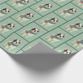 Frenchie-Wintermuster Geschenkpapier (Ecke)