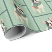 Frenchie-Wintermuster Geschenkpapier (Rolleneckpunkt)