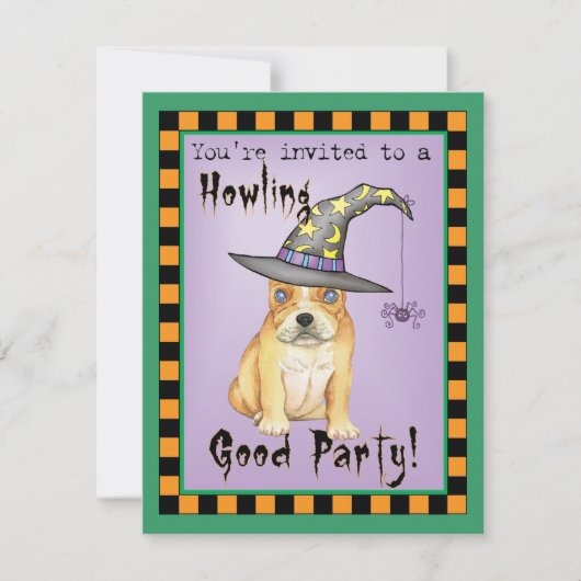 Frenchie Witch Einladung (Vorderseite)