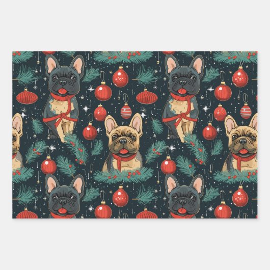 Frenchie Wrapping Paper Set 3 Geschenkpapier Set (Vorderseite 3)