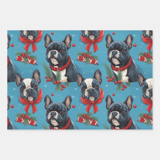 Frenchie Wrapping Paper Set 3 Geschenkpapier Set (Vorderseite)