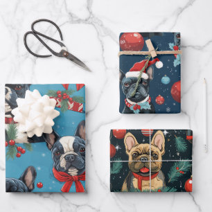 Frenchie Wrapping Paper Set 3 Geschenkpapier Set
