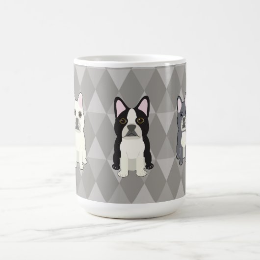 Frenchies Graue Diamanten Kaffeetasse (Mittel)
