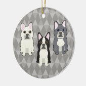 Frenchies Graue Diamanten Keramik Ornament (Links)