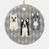 Frenchies Graue Diamanten Keramik Ornament (Hinten)