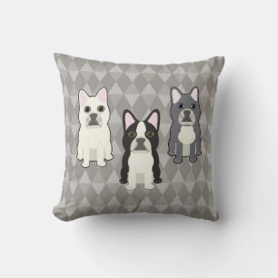 Frenchies Graue Diamanten Kissen