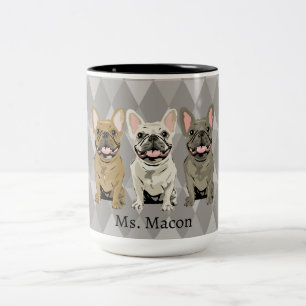 Frenchies Graue Diamanten Zweifarbige Tasse