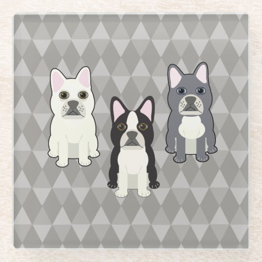 Frenchies Gray Diamonds Glasuntersetzer (Vorderseite)