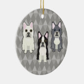 Frenchies Gray Diamonds Keramik Ornament (Rechts)