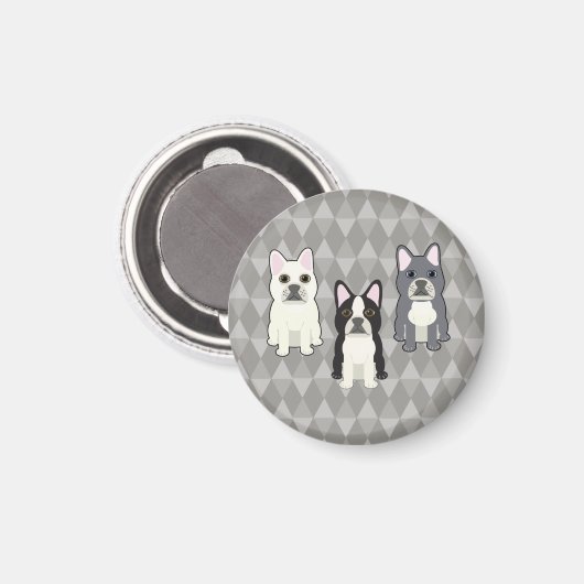 Frenchies Gray Diamonds Magnet (Vorderseite/Rückseite)