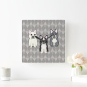 Frenchies Gray Diamonds Quadratische Wanduhr (Zuhause)