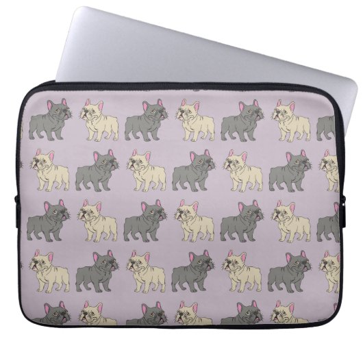 Frenchies, Lila Laptopschutzhülle (Vorderseite)