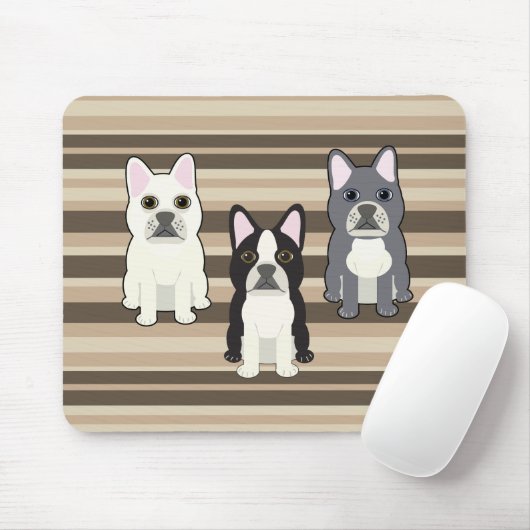 Frenchies Neutrales Gestreift Mousepad (Mit Mouse)