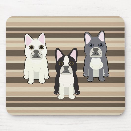Frenchies Neutrales Gestreift Mousepad (Vorne)