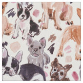 FRENCHIES Painterly Watercolor Hunde Stoff (Nahaufnahme)