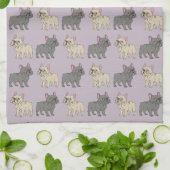 Frenchies, Purple Geschirrtuch (Gefaltet)