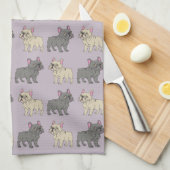 Frenchies, Purple Geschirrtuch (Viertel Falte)