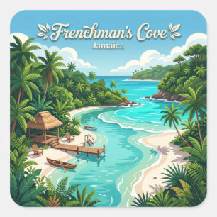 Frenchman's Cove Port Antonio Jamaika Quadratischer Aufkleber
