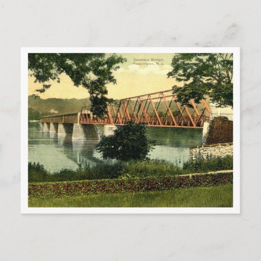 Frenchtown NJ Delaware River Bridge 1910s Postkarte (Vorderseite)