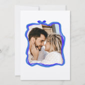 Frenhch Blue Retro Whimsical Hand Drawn Bow Foto Einladung (Rückseite)