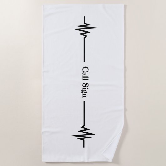 Frequency Line und Custom Call Sign Beach Handtuch (Vorderseite)