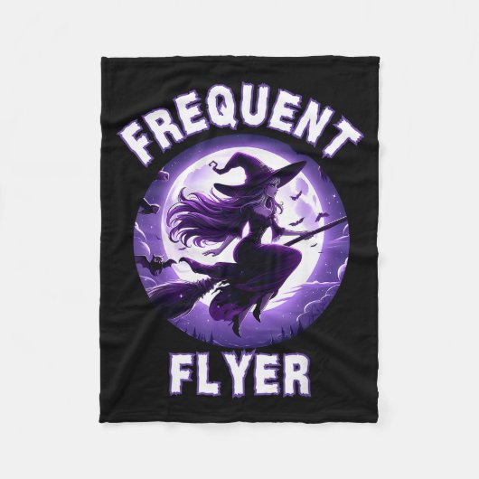 Frequent Flyer Witch, Funny Halloween Witch Costum Fleecedecke (Vorderseite)