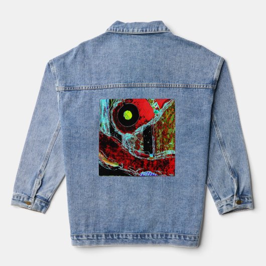 Frequenzserpent – Kompaktes abstraktes Energiemirr Jeansjacke (Rückseite)