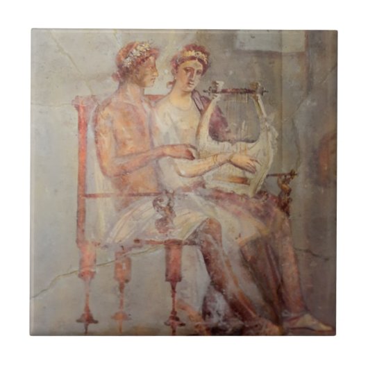 Fresco a Music Lesson, Pompeji Fliese (Vorderseite)