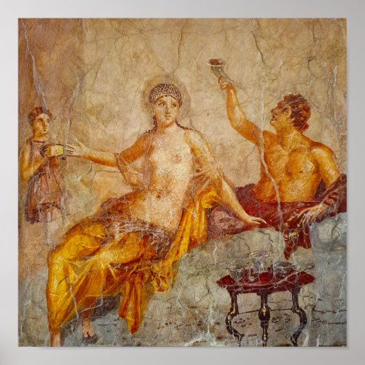Fresco Private Drink Szene in Pompeji Poster (Vorne)