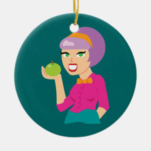 Fresh Apple Retro Girl Keramikornament