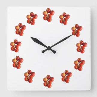 Fresh Apples and Tomatoes Wall Clock Quadratische Wanduhr