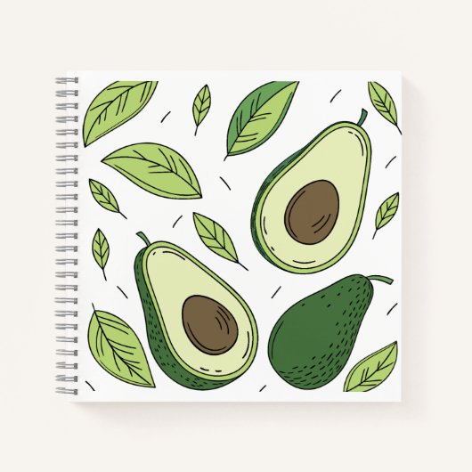 Fresh Avocado mit grünen Blätter - Notebook-Abdeck Notizblock (Vorderseite)