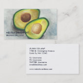 Fresh Avocado mit Pit in Watercolor Green & Grey Visitenkarte (Vorne/Hinten)