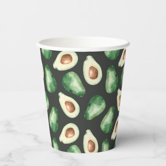 Fresh Avocado Watecolor Pappbecher (Rückseite)