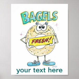 Fresh Bagel Sign Poster