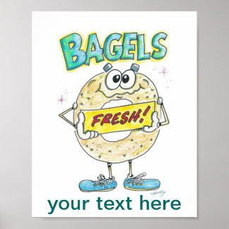 Fresh Bagel Sign Poster
