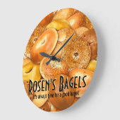 Fresh Bagels.Deli.Bagel Shop.Baker.Custom Große Wanduhr (Winkel)
