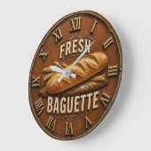 Fresh Baguette Rustic French Bakery Kitchen Decor Große Wanduhr (Winkel)